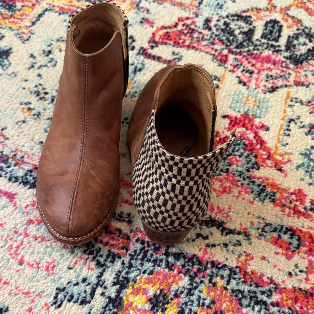 Brown and Checkered Ankle Boots from The Root Collective Espe Boot in Midnight